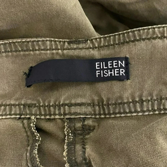 Eileen Fisher Pants army green chino utility size 8-10 - Picture 3 of 4